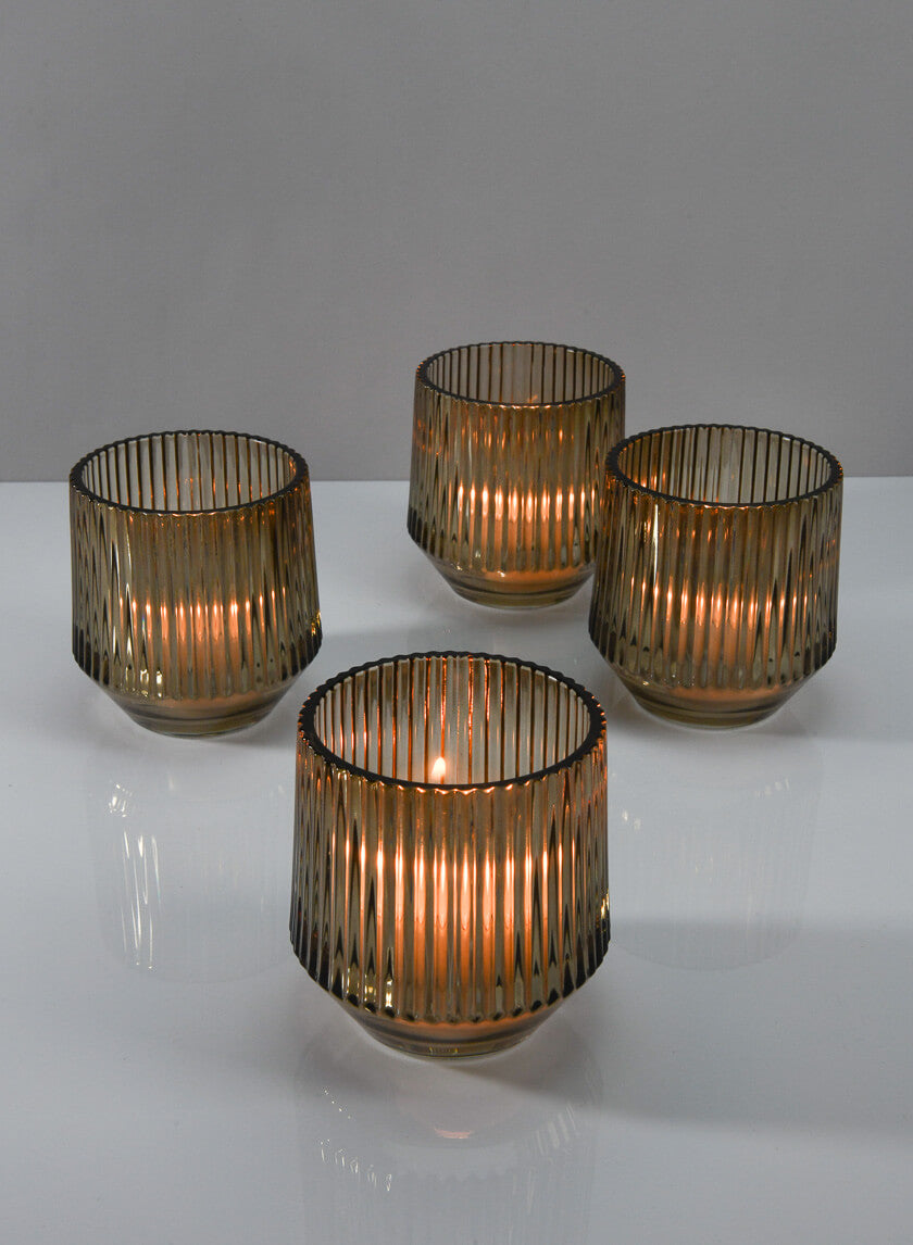 Ola Large Pleated Glass Candleholder