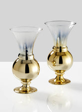 6in Ombre Gold Glass Fluted Bud Vase