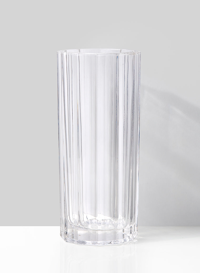 4 1/4 x 9  3/4in Optical Glass Round Vase