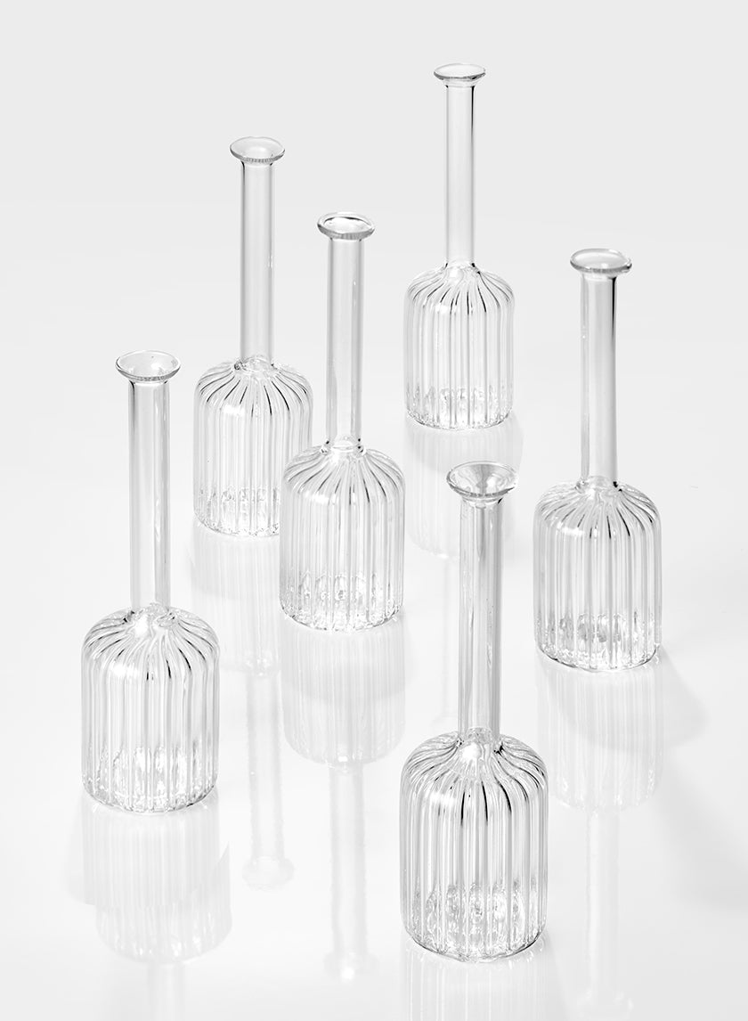 6  1/2in Optical Glass Cylinder Bud Vase