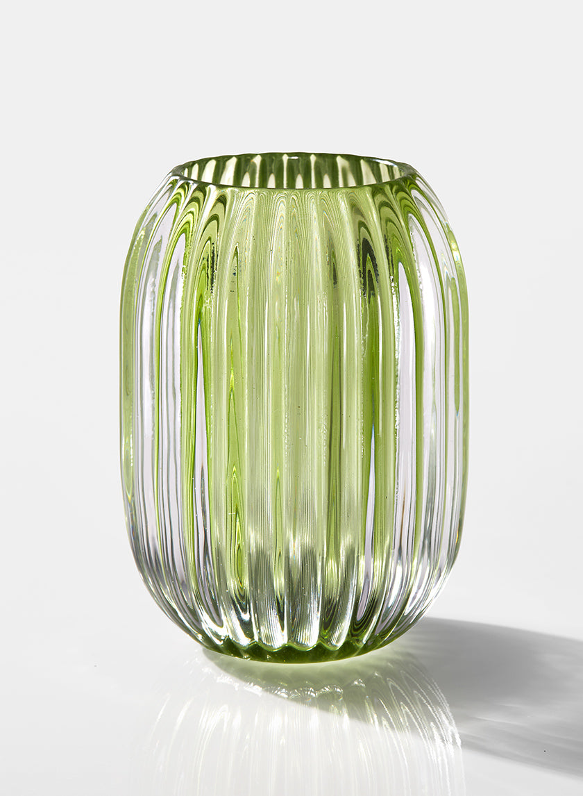 5in Green Optical Glass Votive Holder