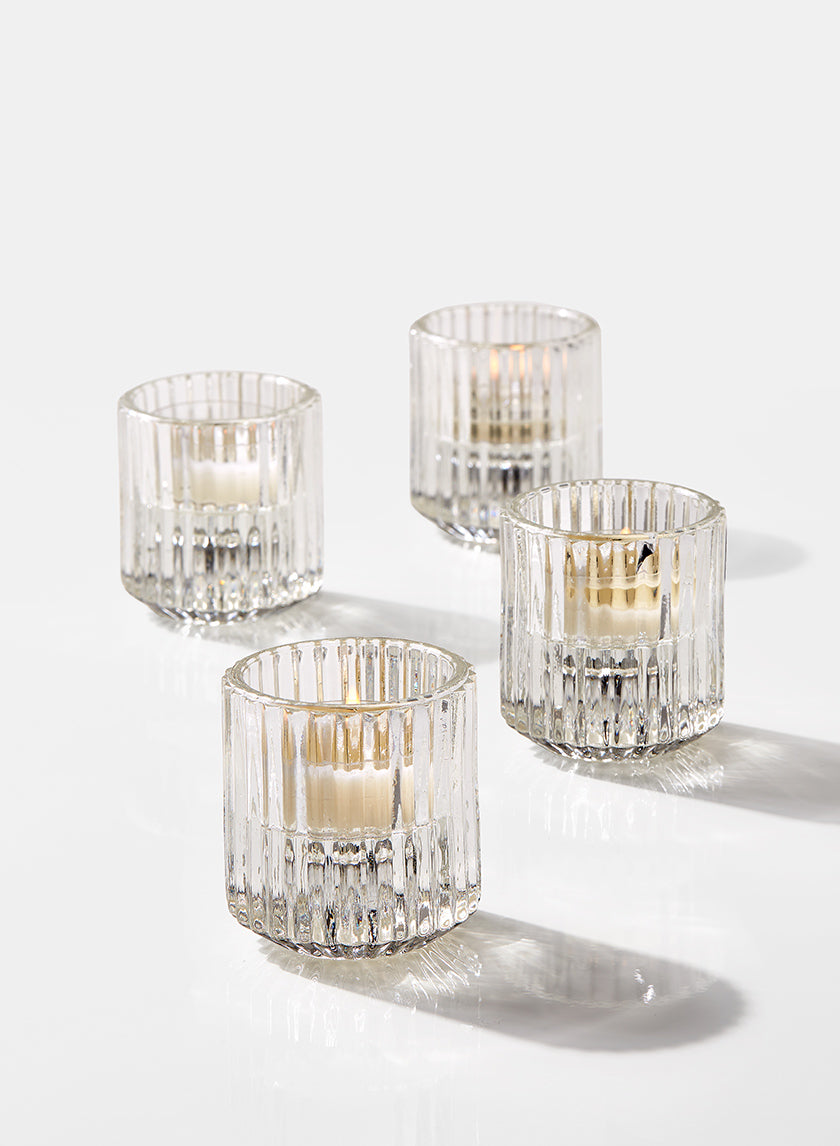 Pleated Glass Tea Light Holder