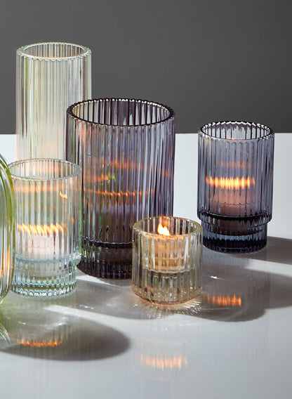 Pleated Glass Tea Light Holder