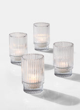 3  3/4in Pleated Glass Votive Holder