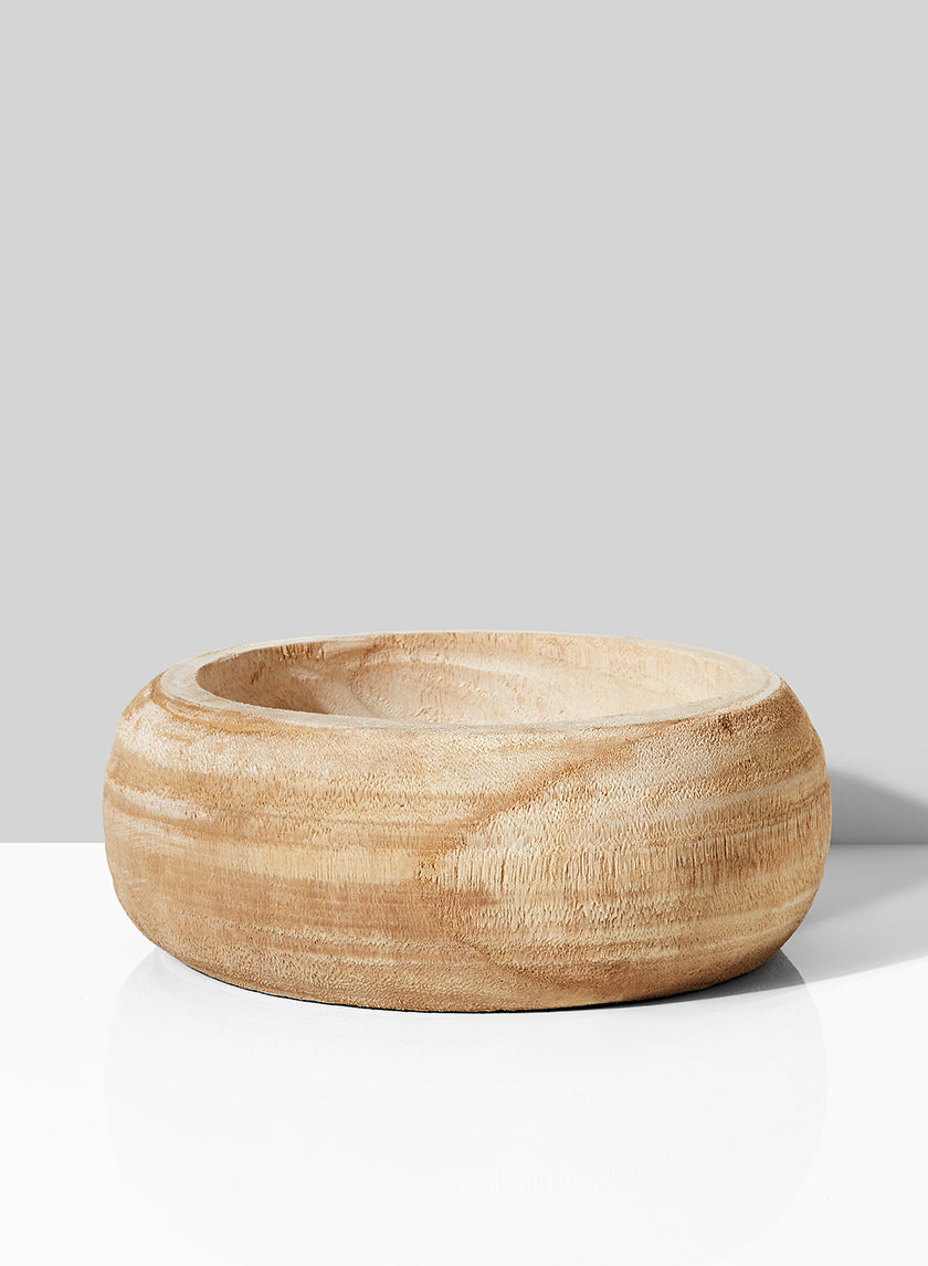 9in Round Paulownia Wood Bowl