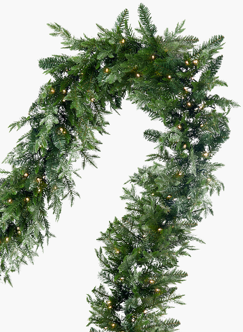 9ft Pine Garland With 200 LED Lights