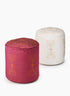 Embroidered White & Pink Poufs