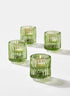 Green Pleated Glass Tea Light Holder