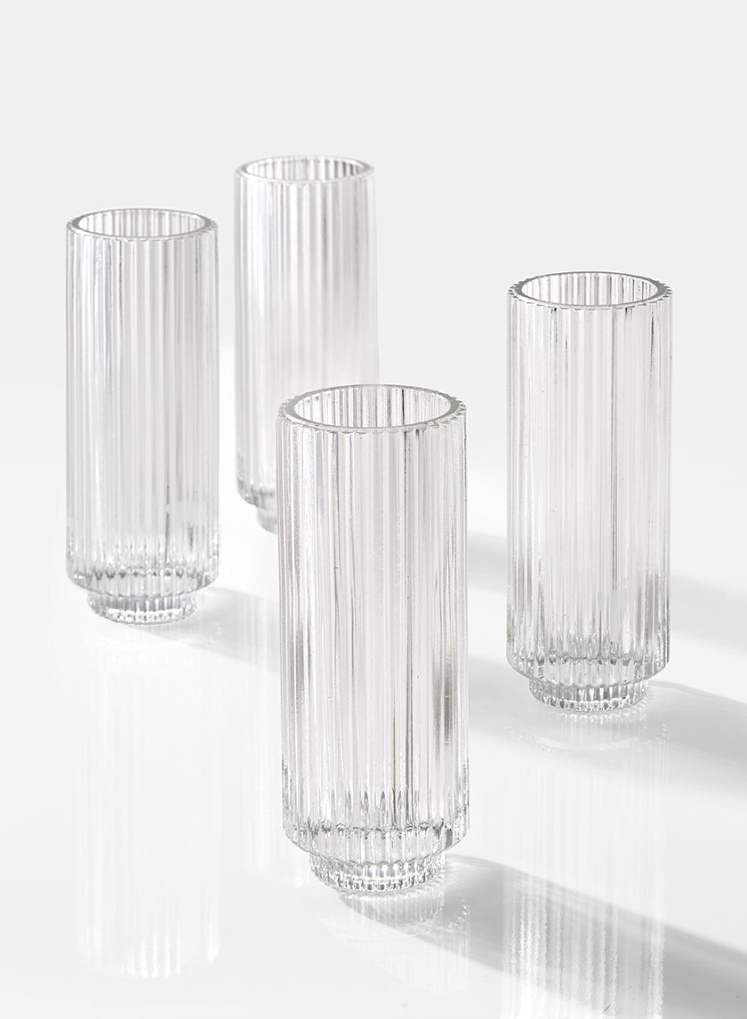 6  1/4in Pleated Glass Votive Holder