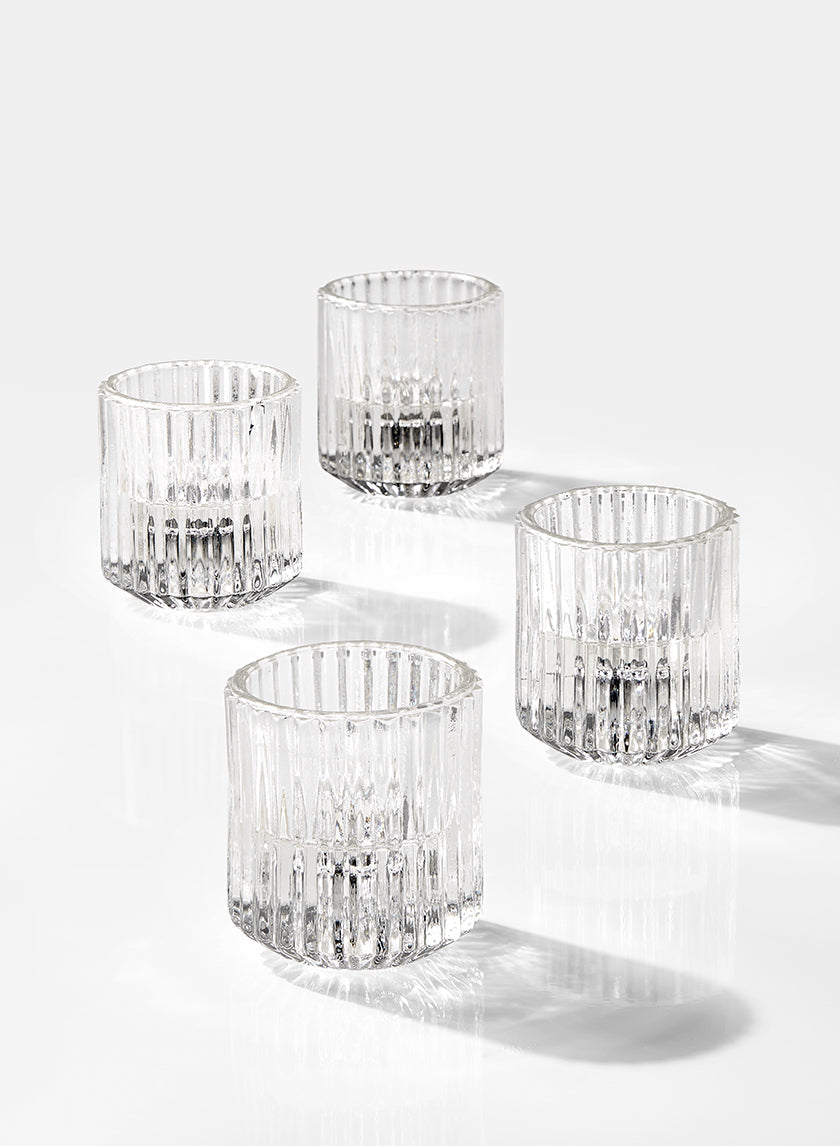 Pleated Glass Tea Light Holder