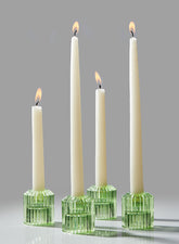 Green Pleated Glass Tea Light Holder