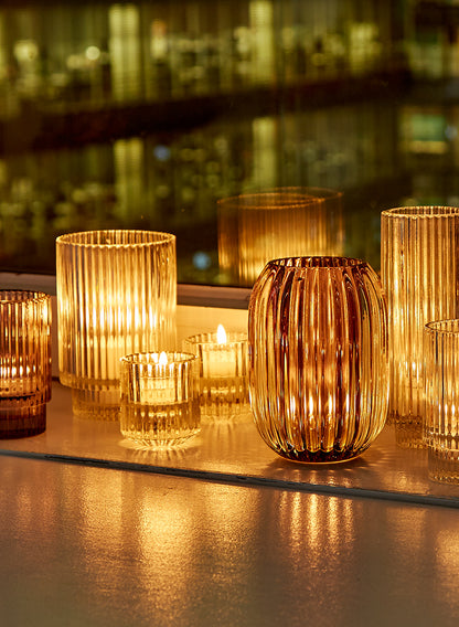 Pleated Glass Tea Light Holder