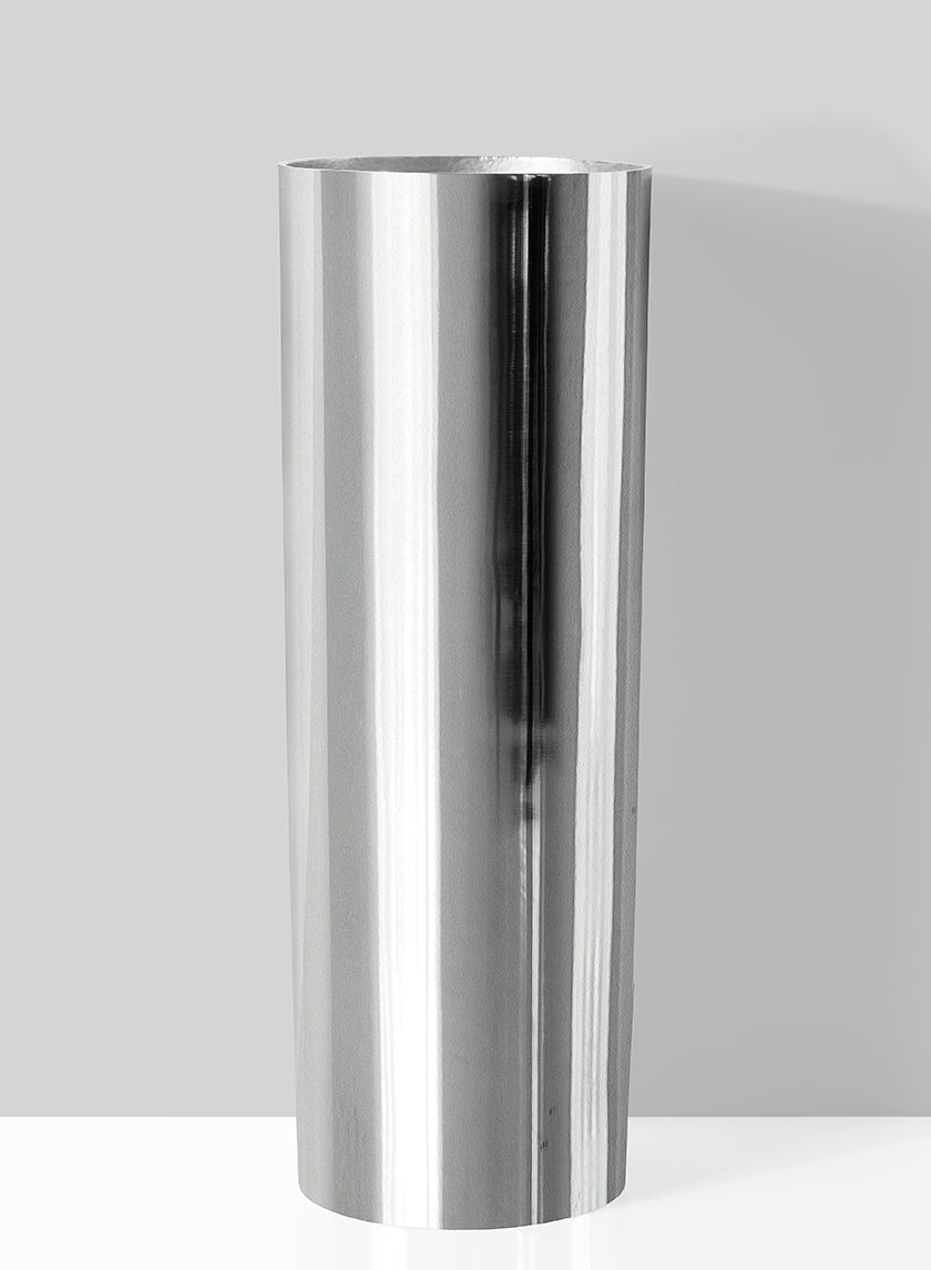 17in Polished Aluminum Cylinder Vase