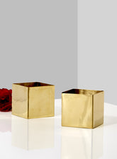 3in Gold Stainless Steel Cube Vase