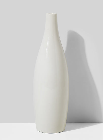 White Porcelain Bottle Vase, 12 ½in