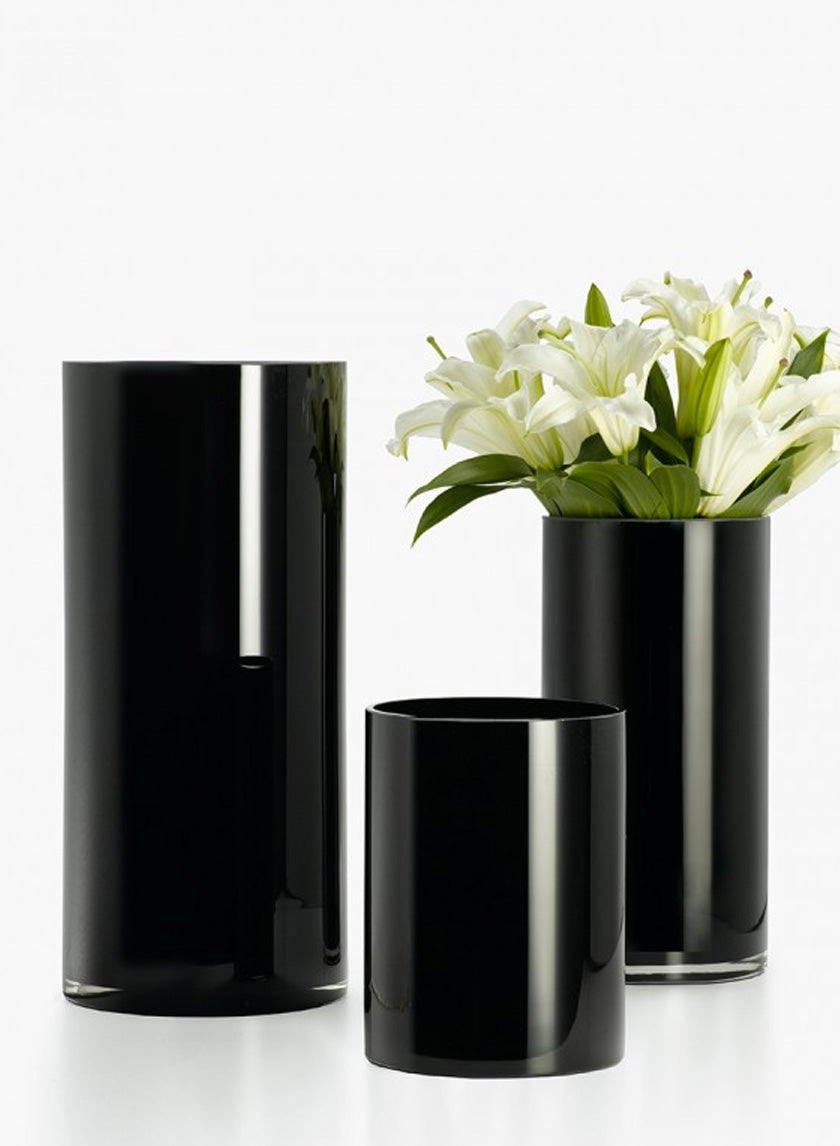 6x8-, 6x12-, &amp; 7x16-inch Black Glass Cylinder Vases