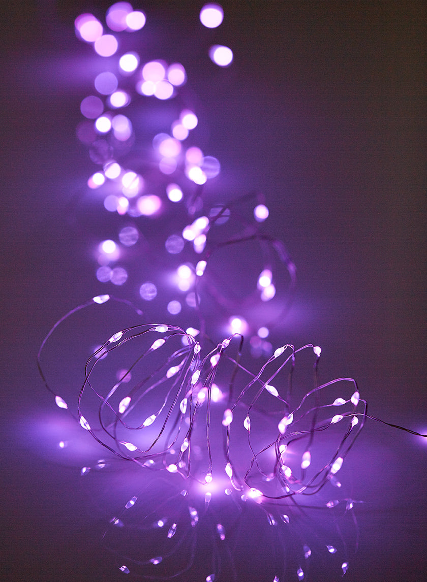 80-Light Purple Naked Wire L.E.D. Light String, Battery Operated