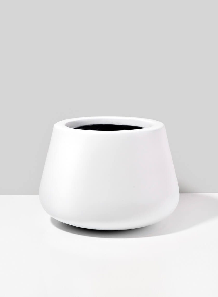 8in Pyxis White Fiberstone Pot