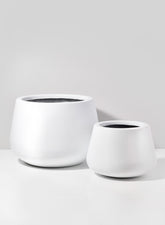 12in Pyxis White Fiberstone Pot