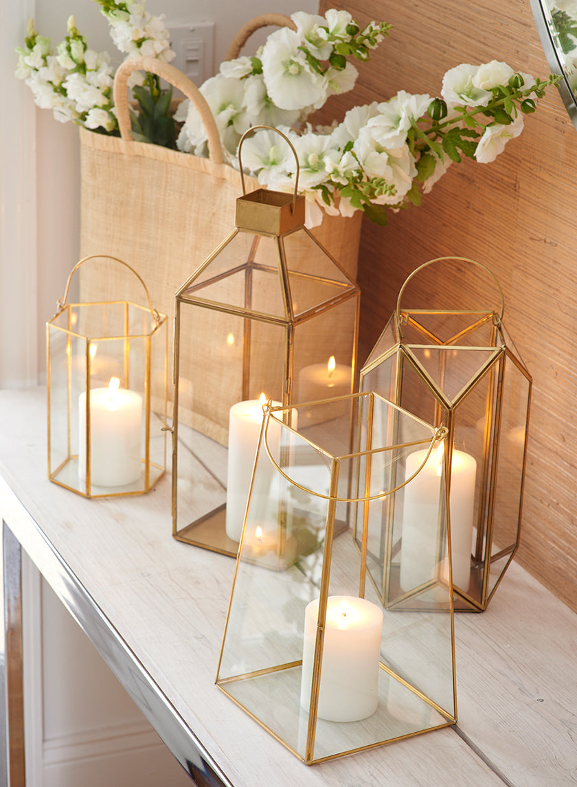 8in Gold Hexagon Lantern