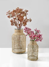 Los Cabos Rattan Glass Vases