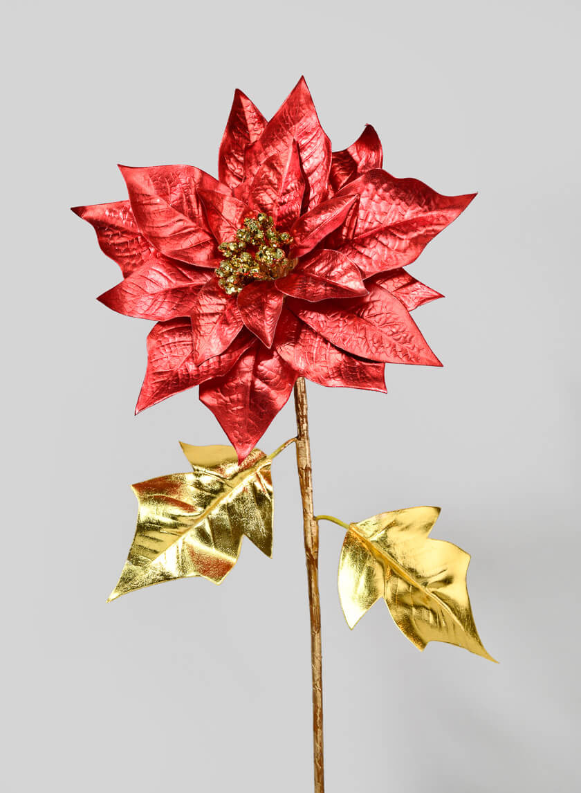 Red &amp; Gold Poinsettia Stem