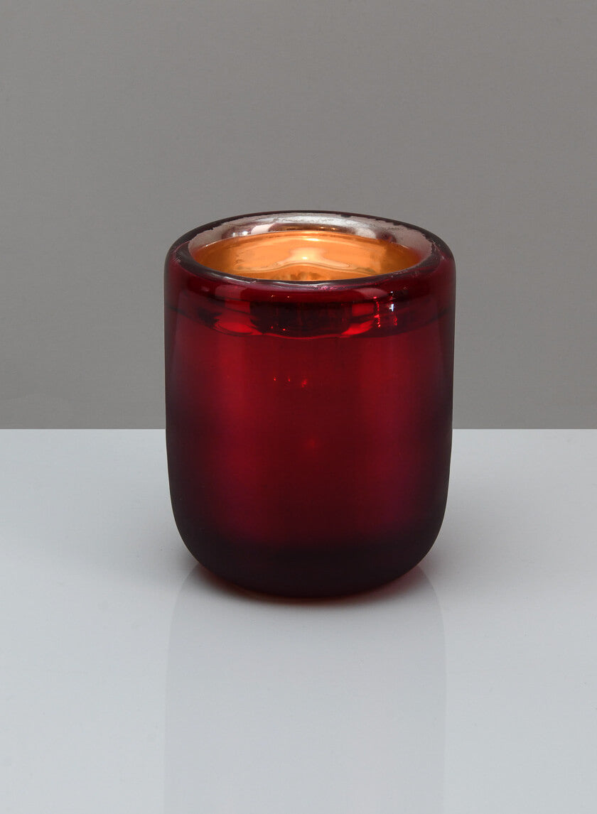 Ebba Hand Blown Red Glass Candleholder