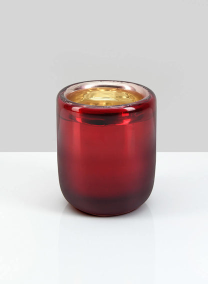 Ebba Hand Blown Red Glass Candleholder