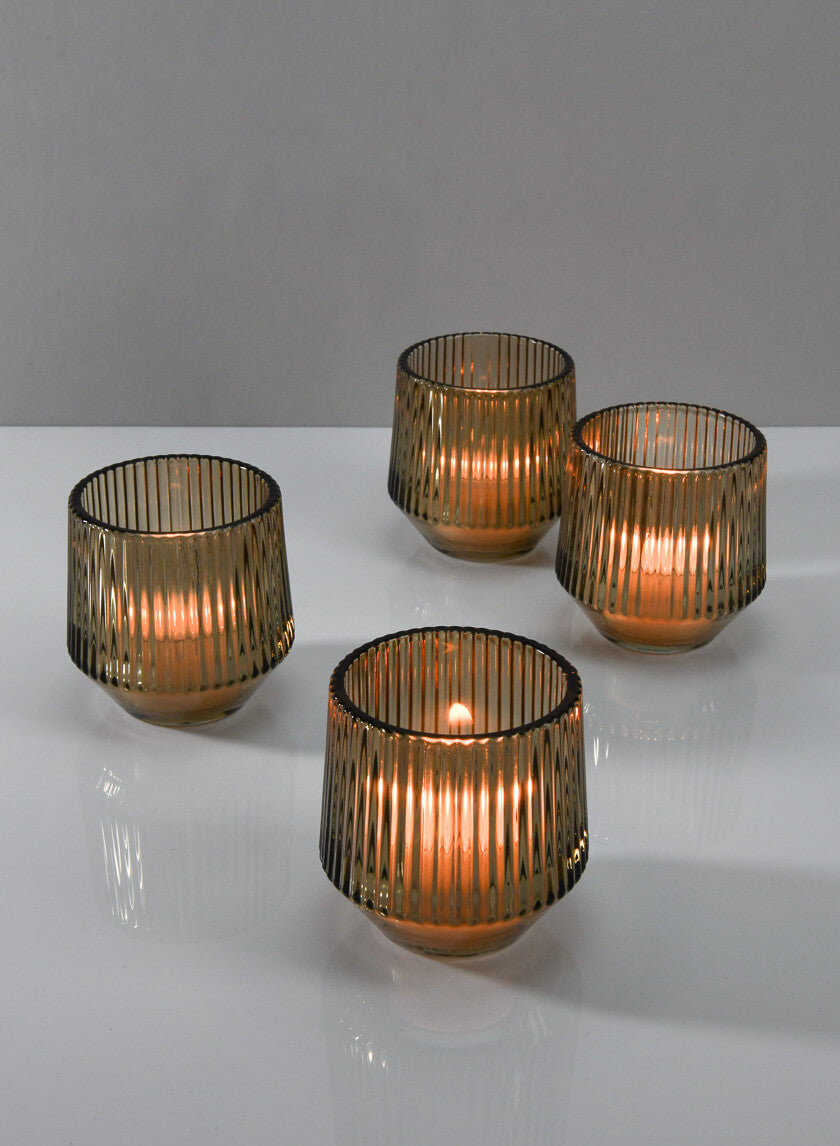 Ola Small Pleated Glass Candleholder