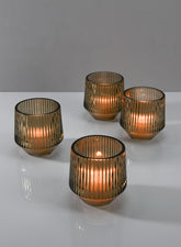 Ola Small Pleated Glass Candleholder