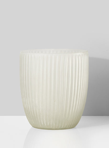 Ribbed White Frost Vase