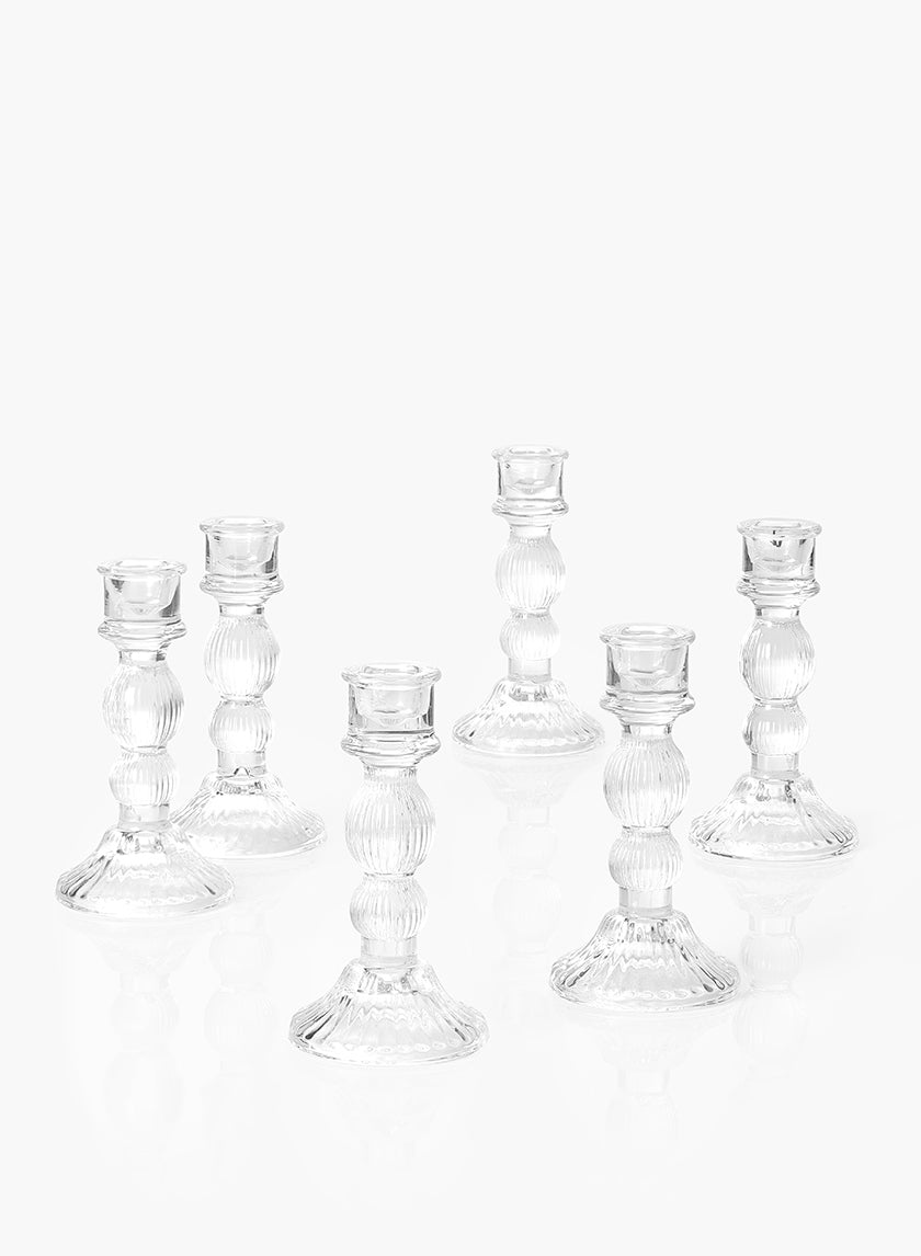 6in Rippled Glass Candlestick