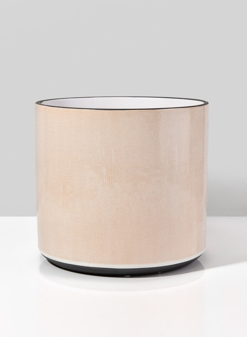 7  1/4in Rose Beige Linen Ceramic Cylinder Vase