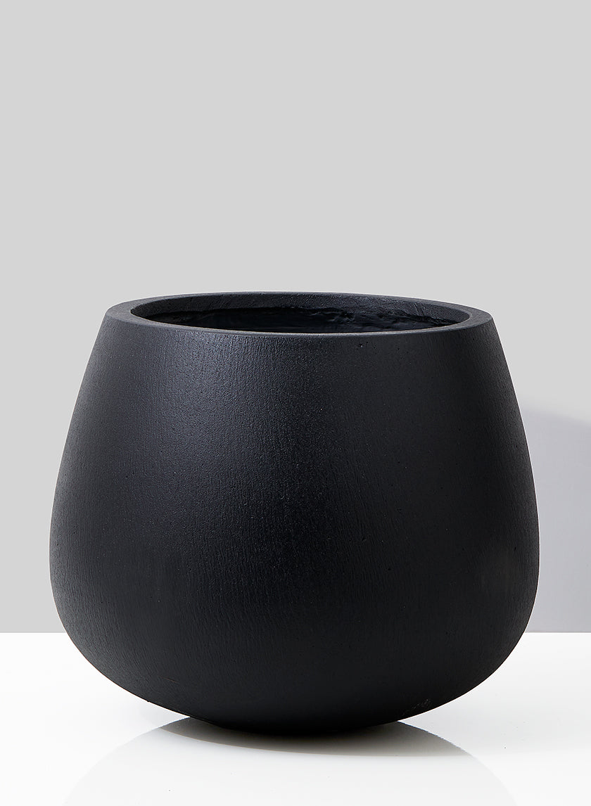 12  1/2in Black Ficonstone Round Pot