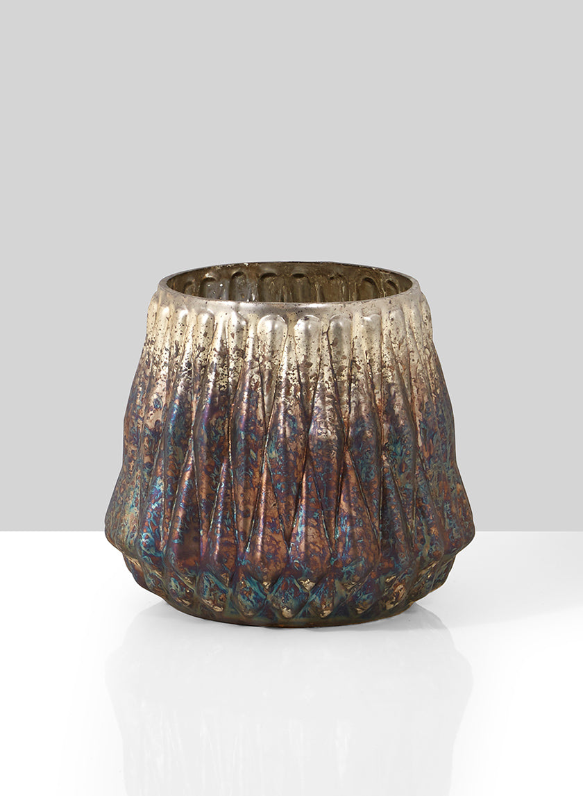 4  1/4in Diamond Rust &amp; Silver Vase