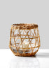 6in Hanoi Market Wicker & Glass Candleholder