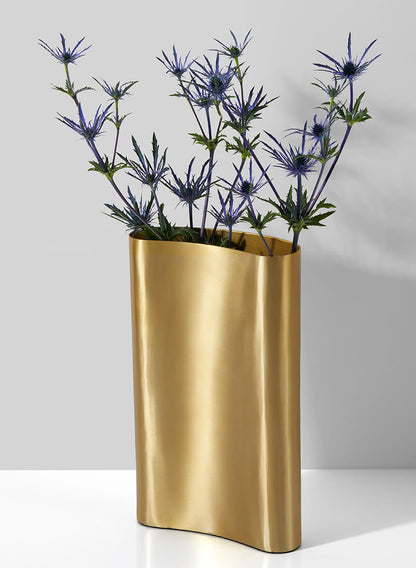 Bretagne Matte Gold Curved Vase, 12in H