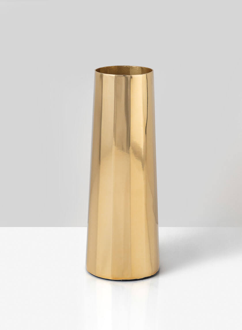 6in Le Mans Gold Faceted Vase