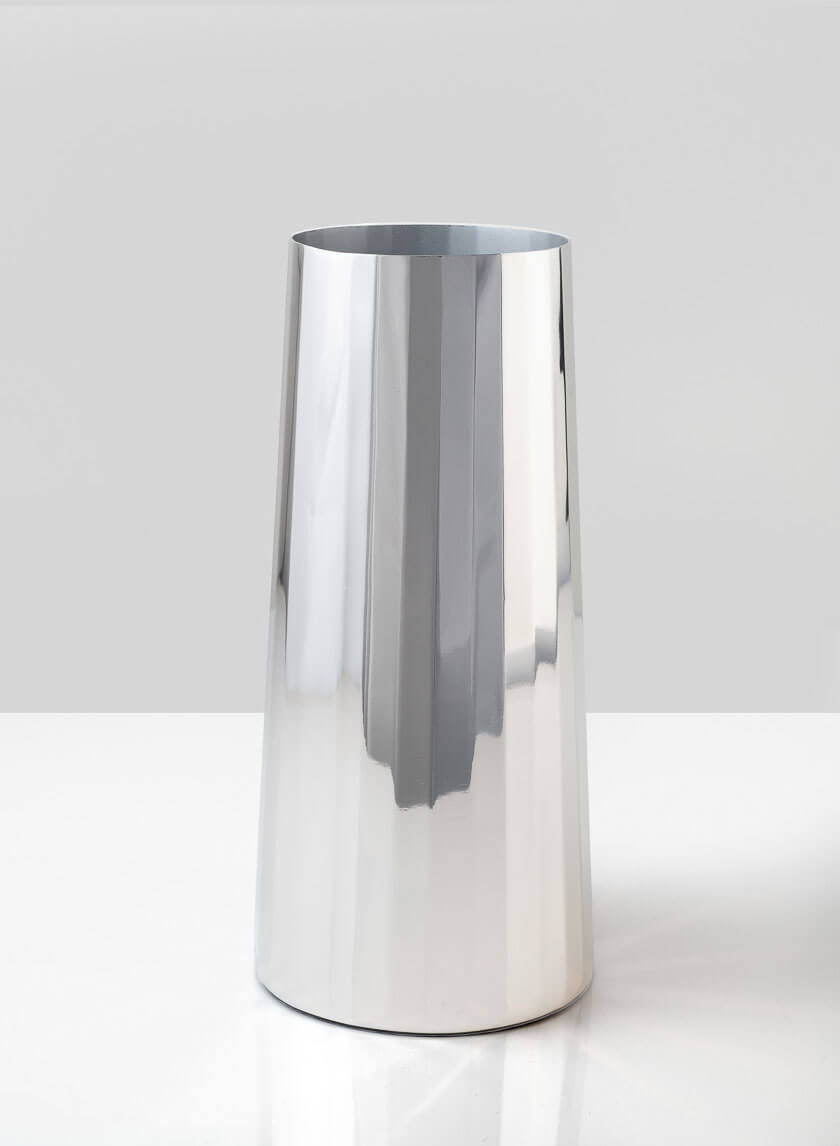 9in Le Mans Silver Faceted Vase