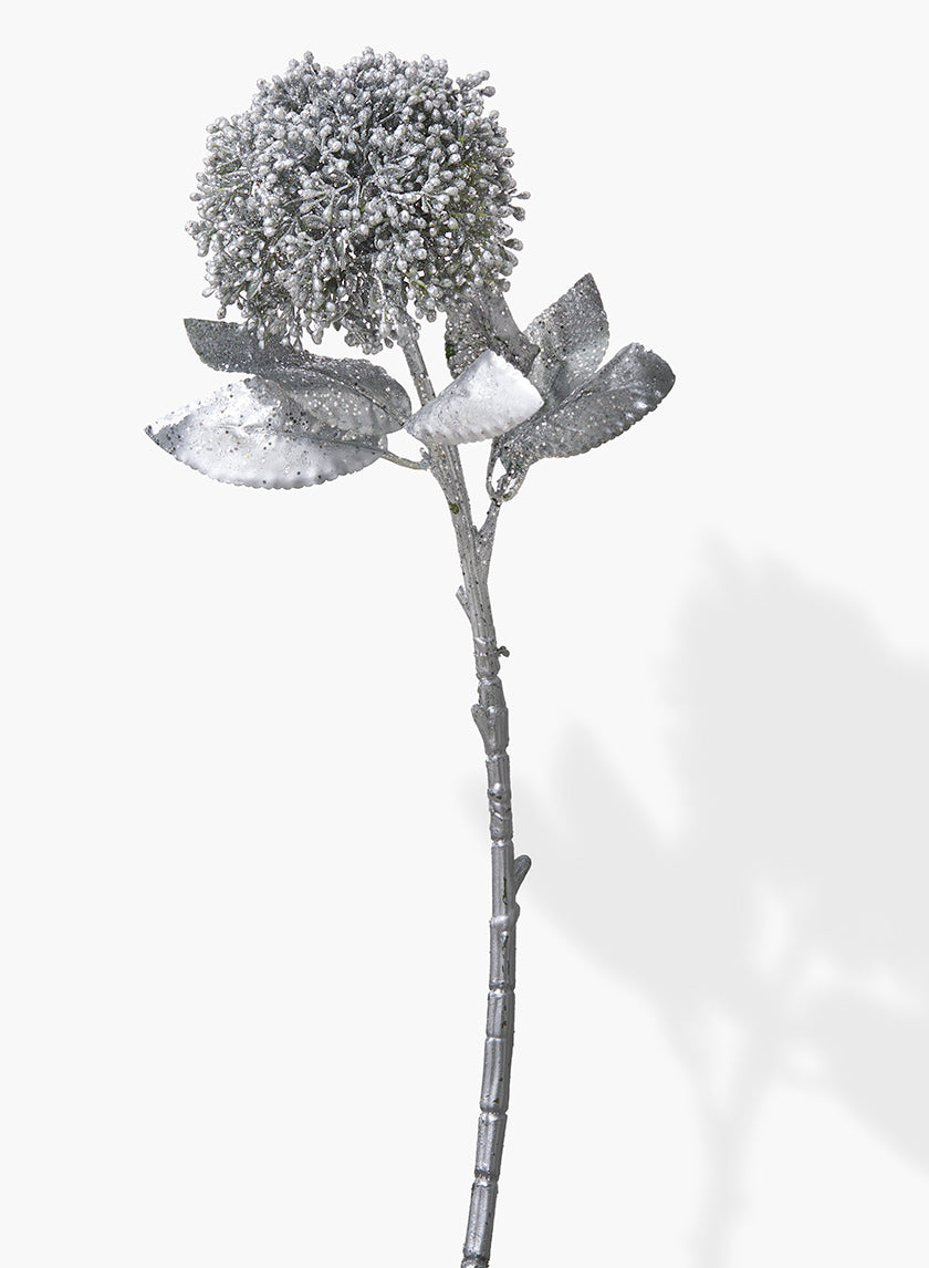 17in Silver Pom Pom Flower