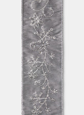 Sequin Snowflake Silver Dupioni Ribbon