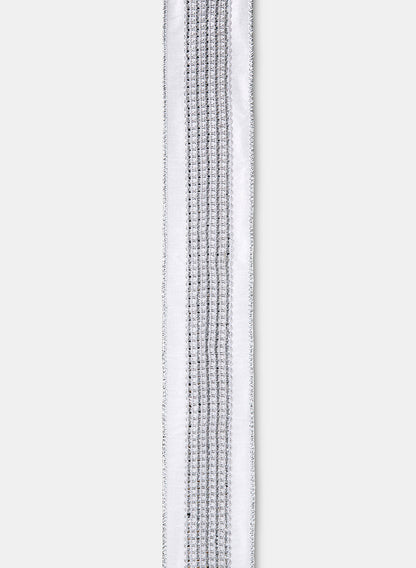 Silver Lurex Trim White Dupioni Ribbon