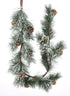 4ft Snowy Pine Garland With Pine Cones