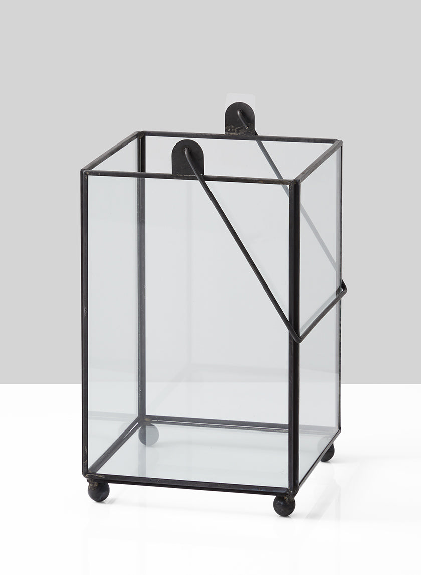 7in Black Square Hurricane Lantern