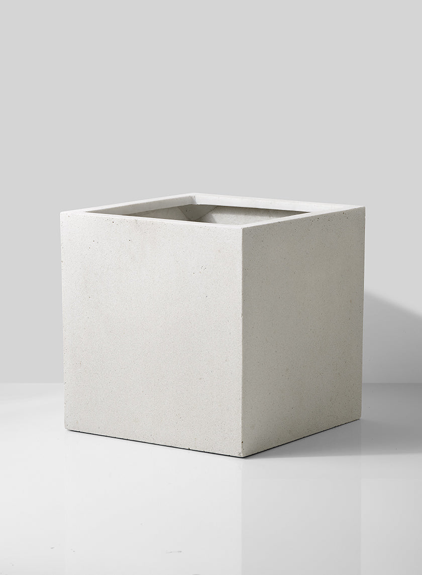 15 3/4in Square White Fiberstone Pot