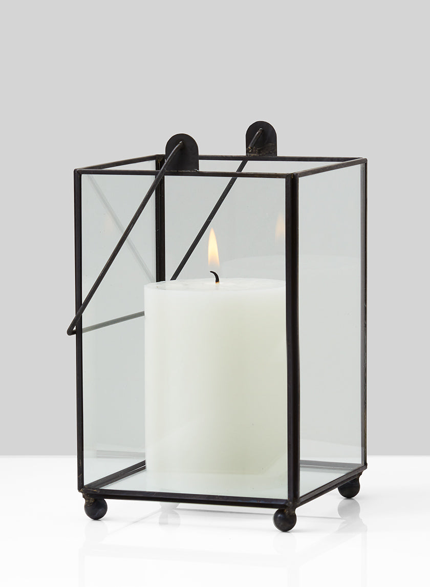 7in Black Square Hurricane Lantern