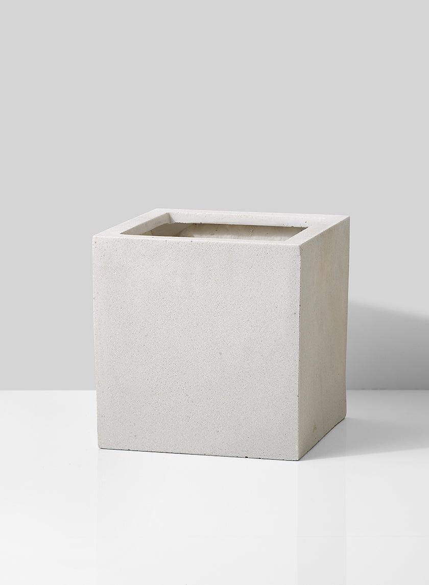 11 3/4in Square White Fiberstone Pot