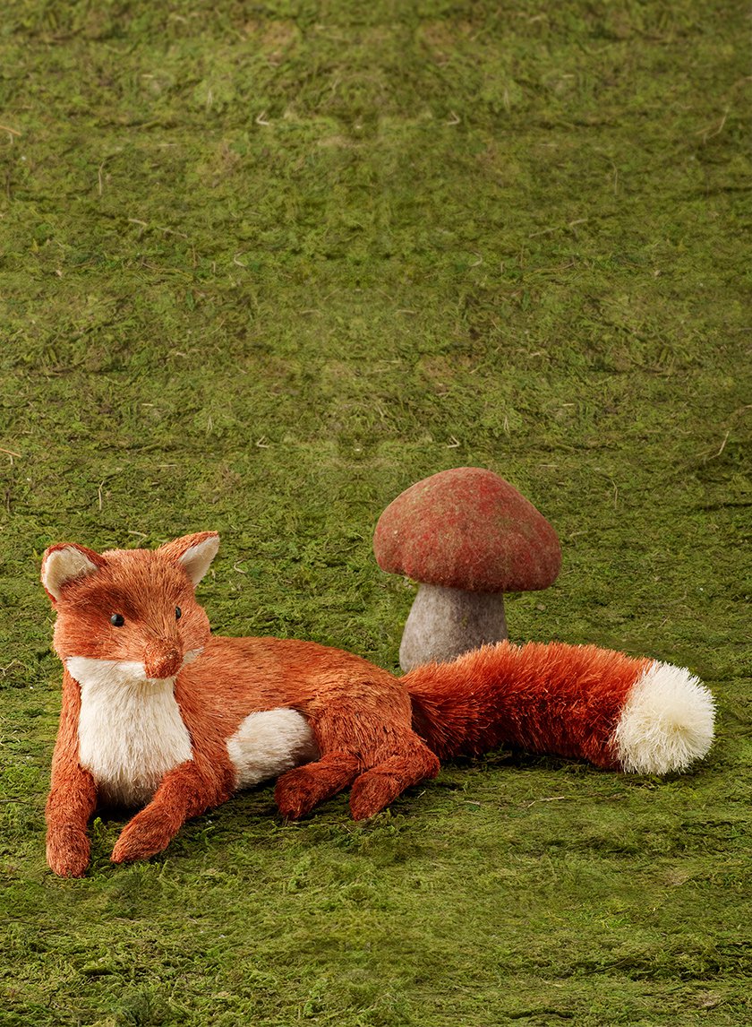 Straw Fox &amp; Felt Mushroom