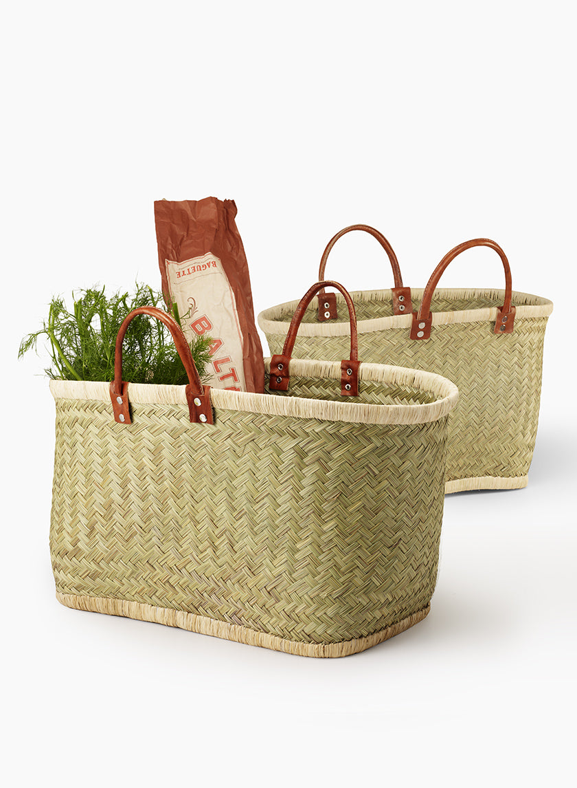 Natural Straw &amp; Raffia Bags With Leather Handles