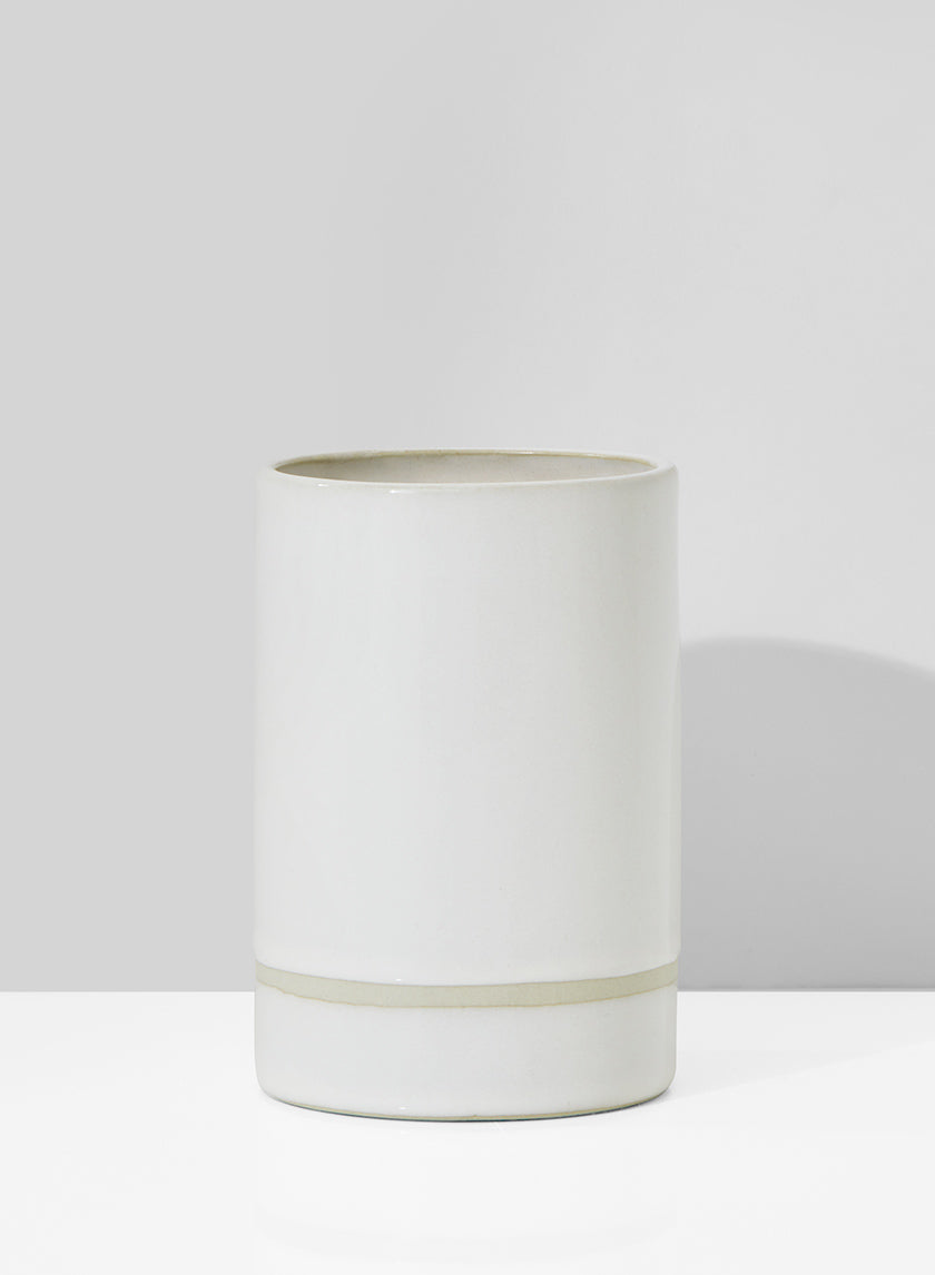 5in White Ceramic Cylinder Vase